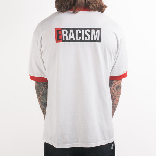 Vintage 1996 Biohazard Erase Racism Ringer T-Shirt