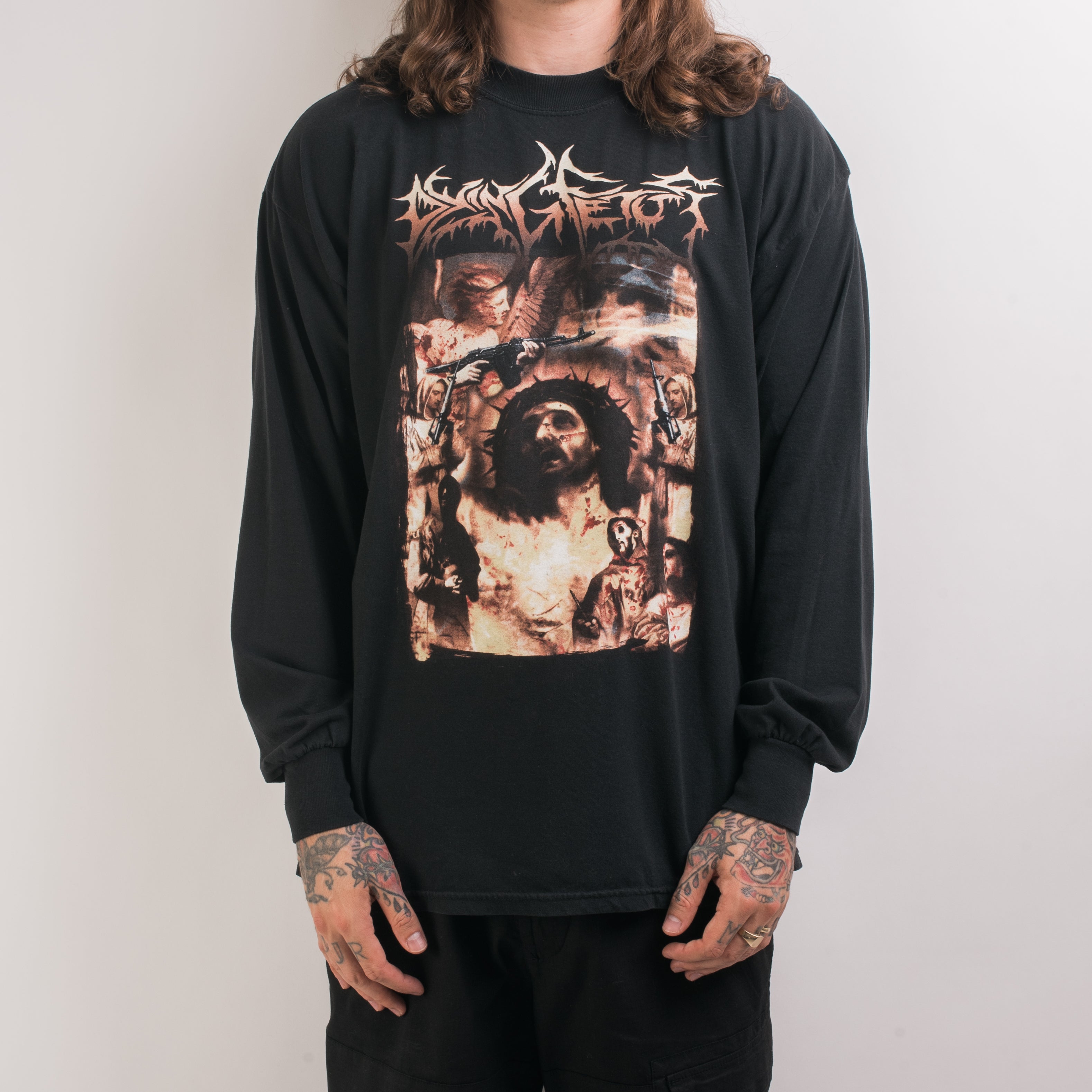【2plan】Grow Vintage Dying Over Short Sleeve Vintage 2000 Dying Fetus Praise The Lord Longsleeve – Mills