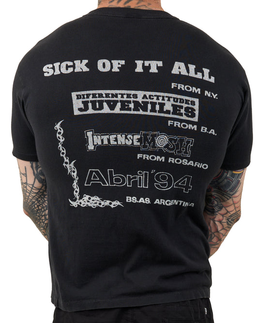 Vintage 1994 Sick Of It All Buenos Aires Show T-Shirt