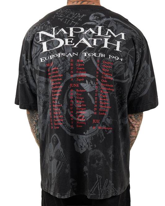Vintage 1994 Napalm Death All Over Print Tour T-Shirt