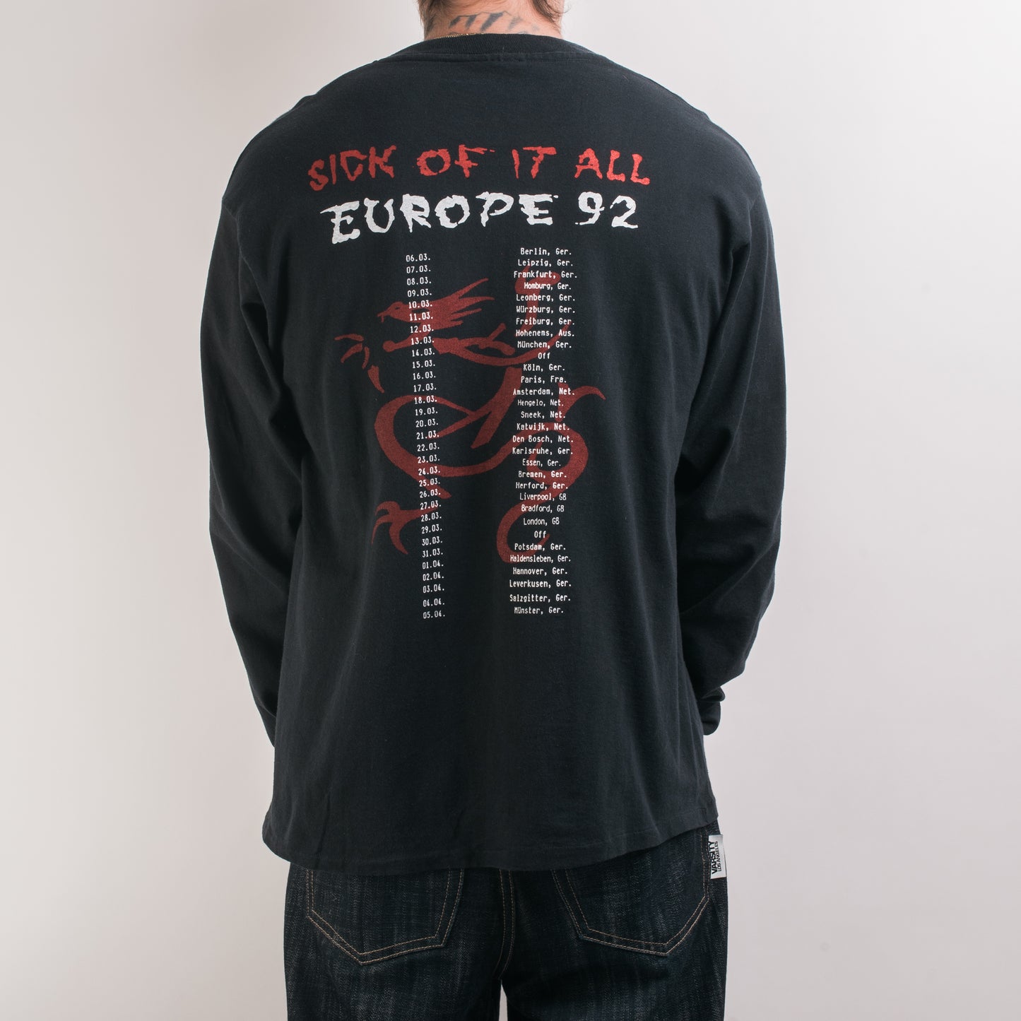 Vintage 1992 Sick Of It All We Stand Alone Tour Longsleeve