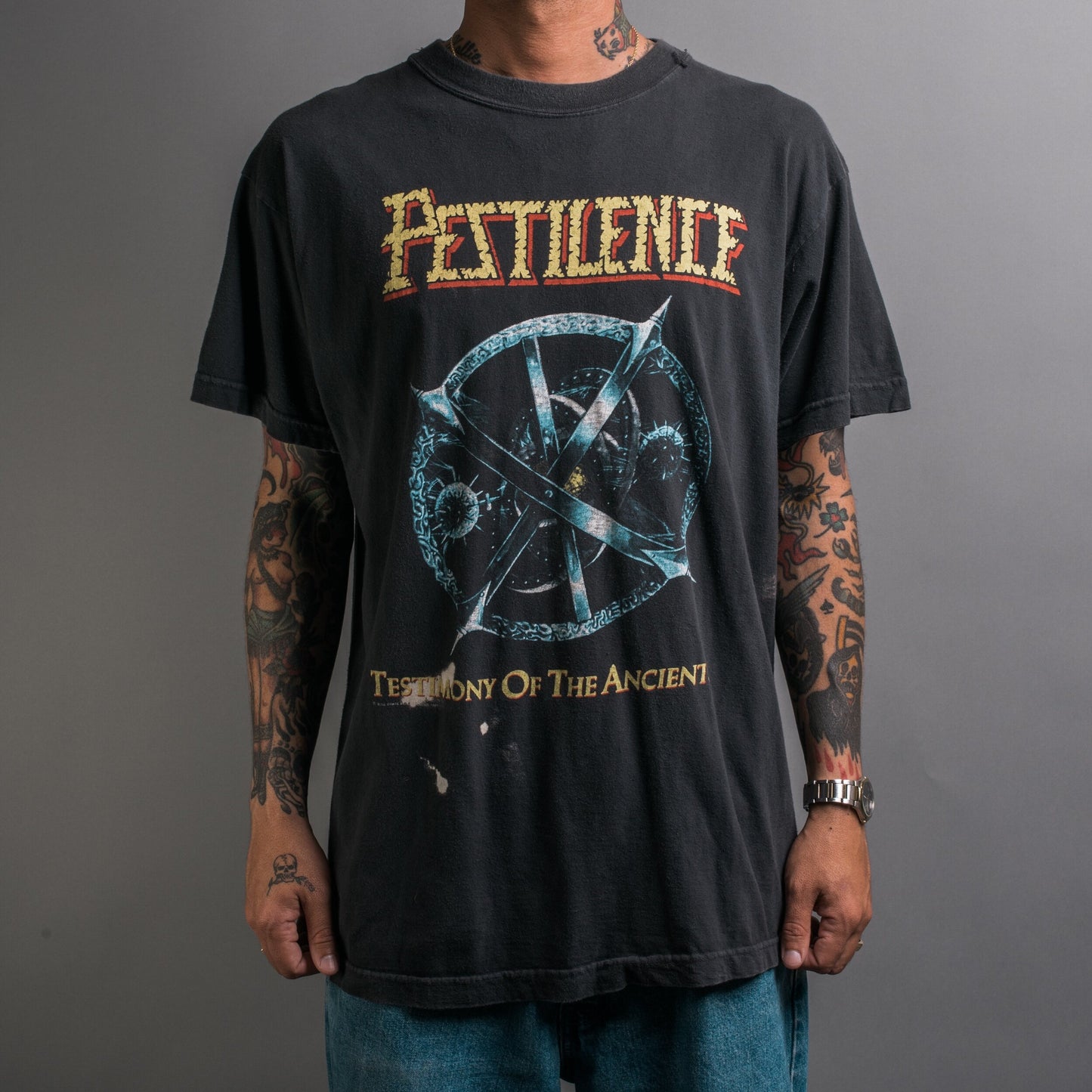 Vintage 1991 Pestilence Testimony Of The Ancients T-Shirt