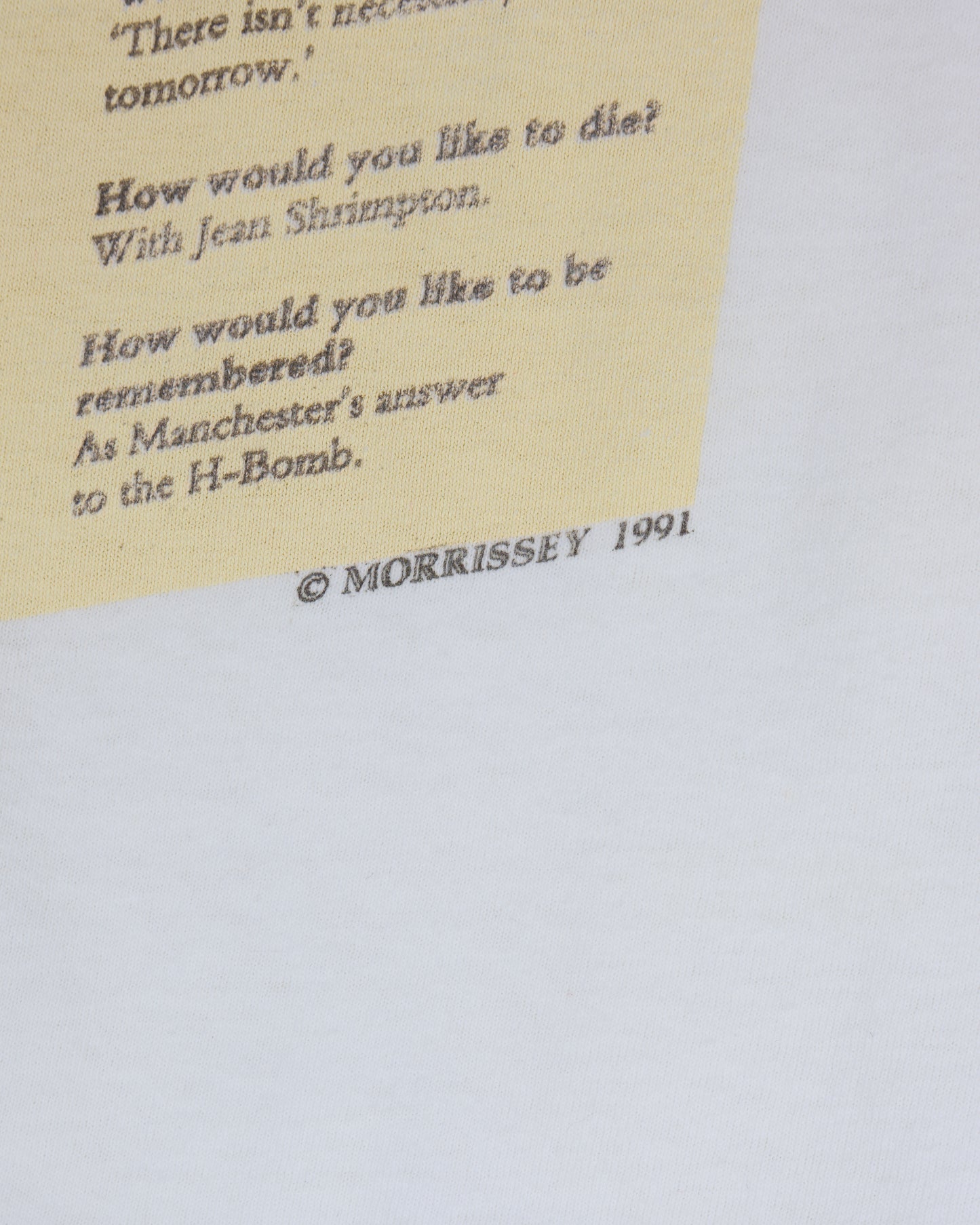 Vintage 1991 Morrissey Newspaper T-Shirt