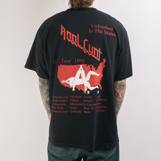 Vintage 1995 Anal Cunt Unleashed Tour T-Shirt
