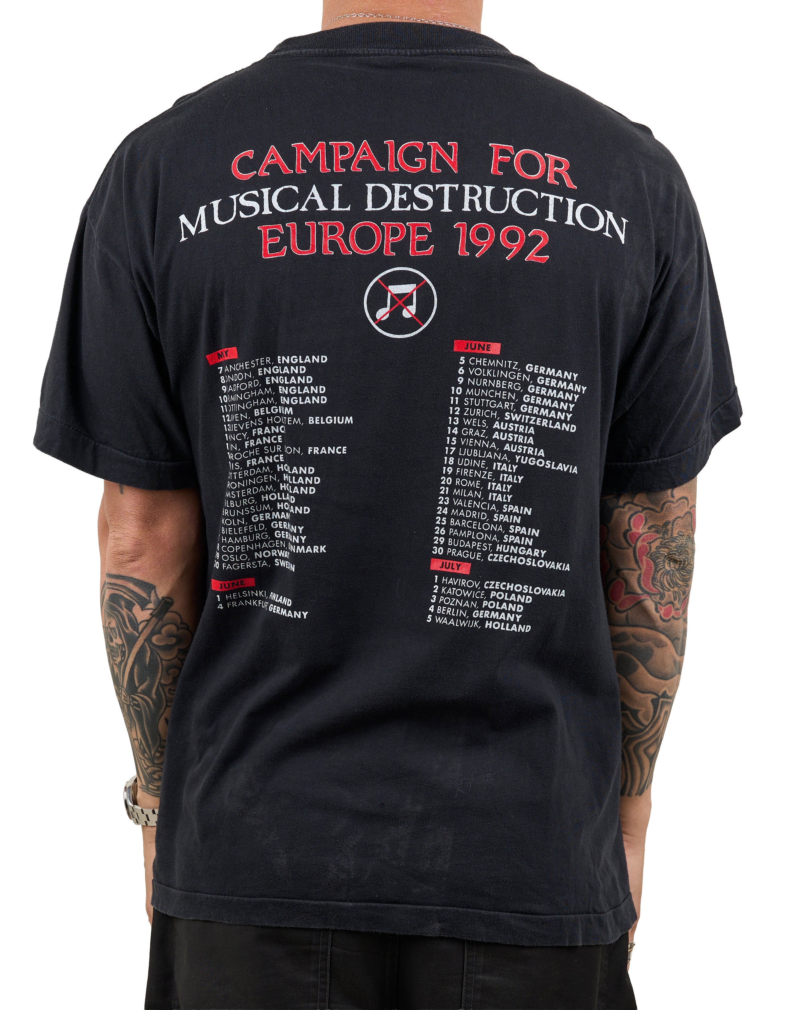 Vintage 1992 Napalm Death Campaign For Musical Destruction Tour T