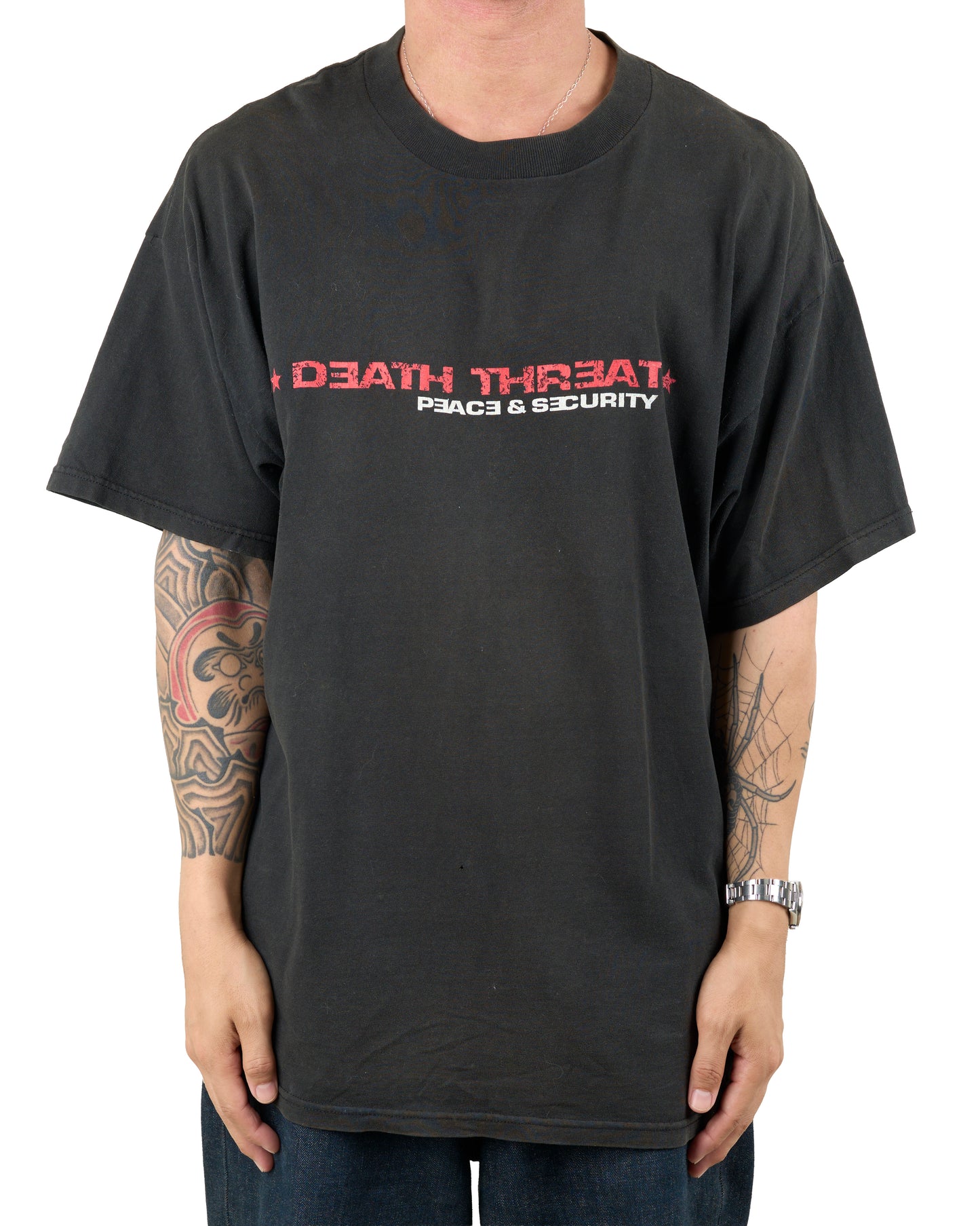 Vintage Death Threat Peace And Security T-Shirt