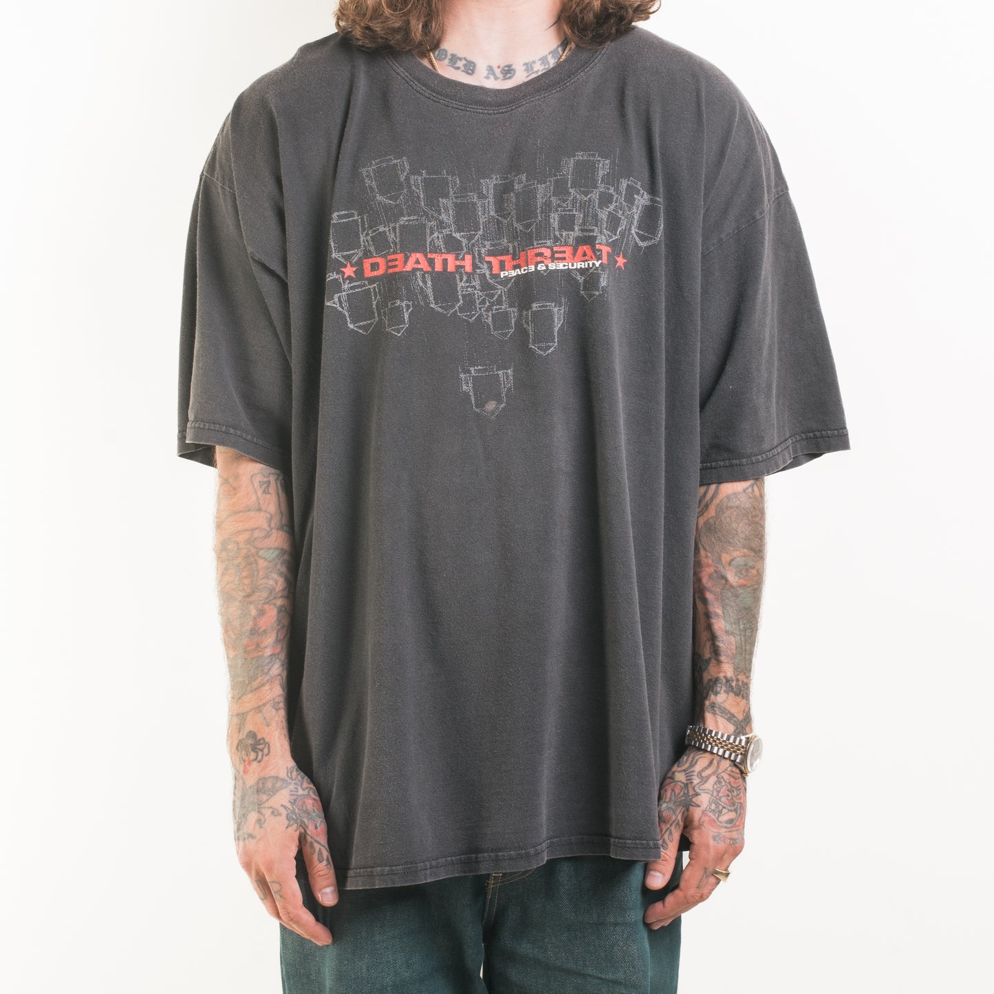 Vintage Death Threat Peace And Security T-Shirt
