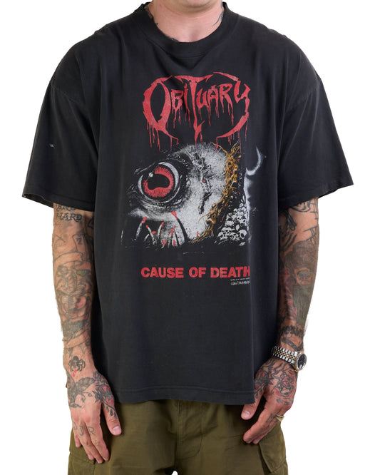 Vintage 1993 Obituary Cause Of Death Tour T-Shirt
