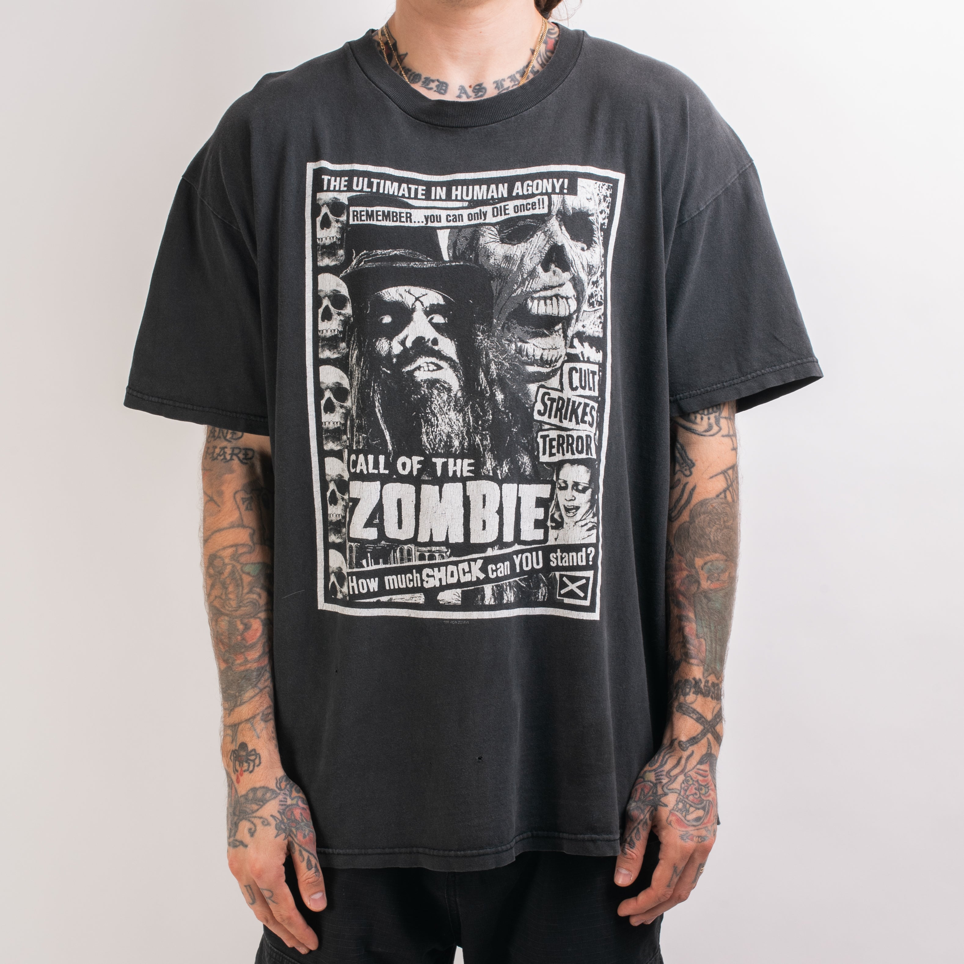 ROB ZOMBIE vintage band tee shirt 墨黒 VTG ROB ZOMBIE T SHIRT HORRORS OF ON STAGE SEE FEEL BLACK