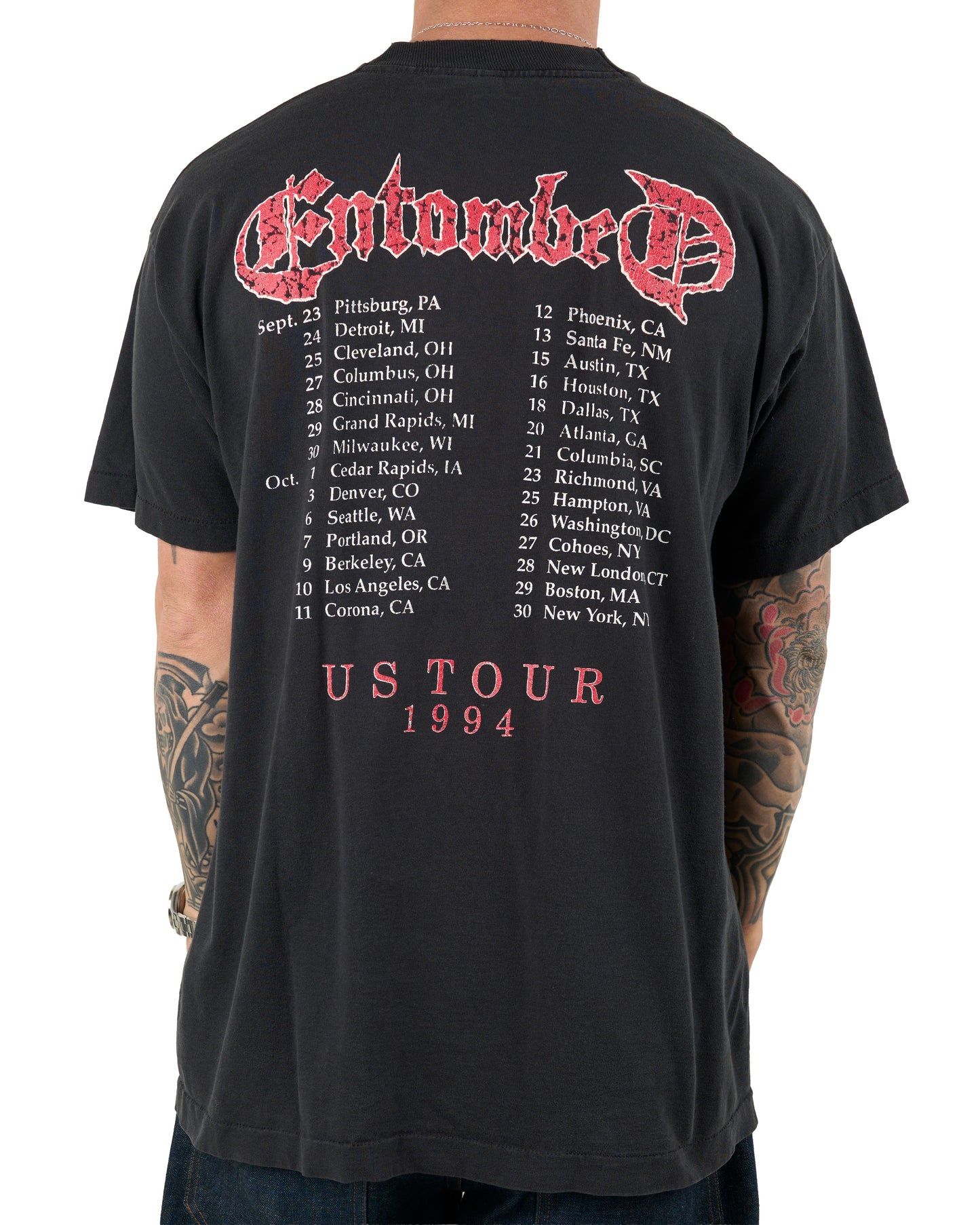 Vintage 1994 Entombed Misanthropic Tour T-Shirt