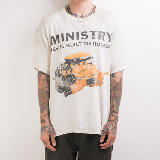 Vintage 90’s Ministry Jesus Built My Hotrod T-Shirt
