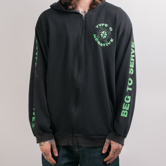 Vintage 90’s Type O Negative Beg To Serve Zip-Up Hoodie