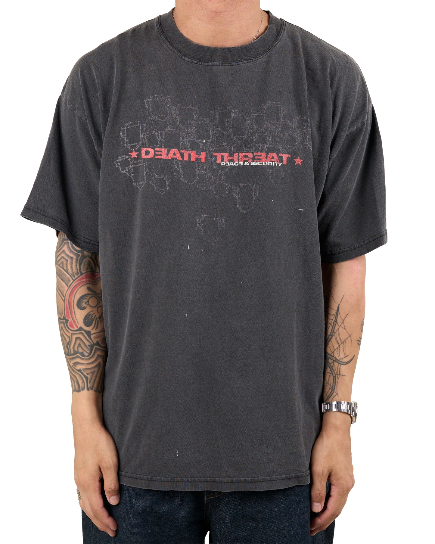 Vintage Death Threat Peace And Security T-Shirt