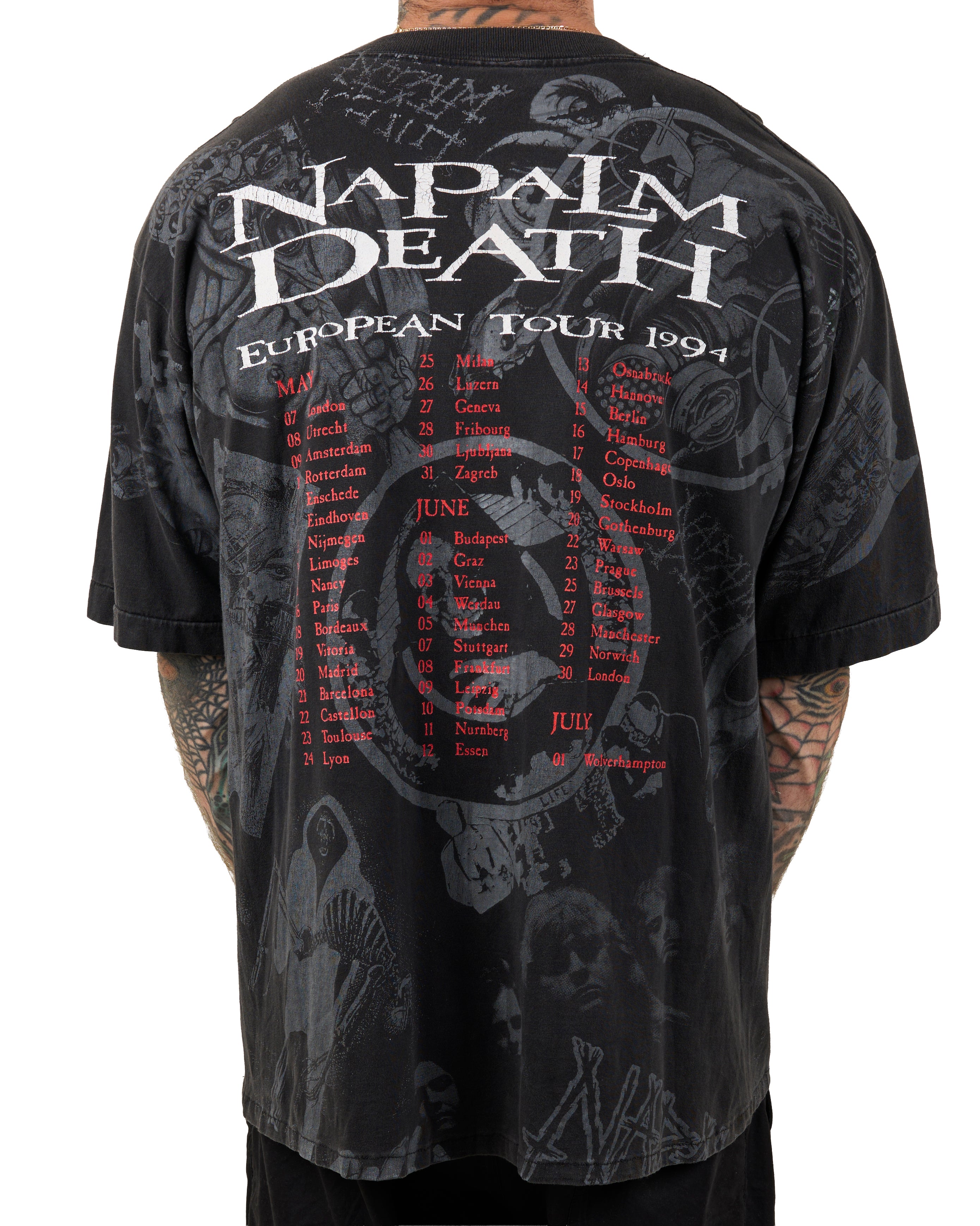 Vintage 1994 Napalm Death All Over Print Tour T-Shirt – Mills