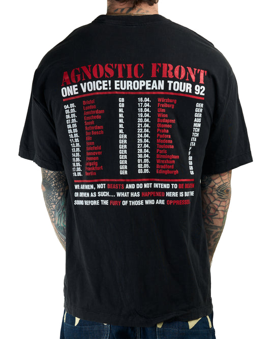 Vintage 1992 Agnostic Front One Voice Tour T-Shirt