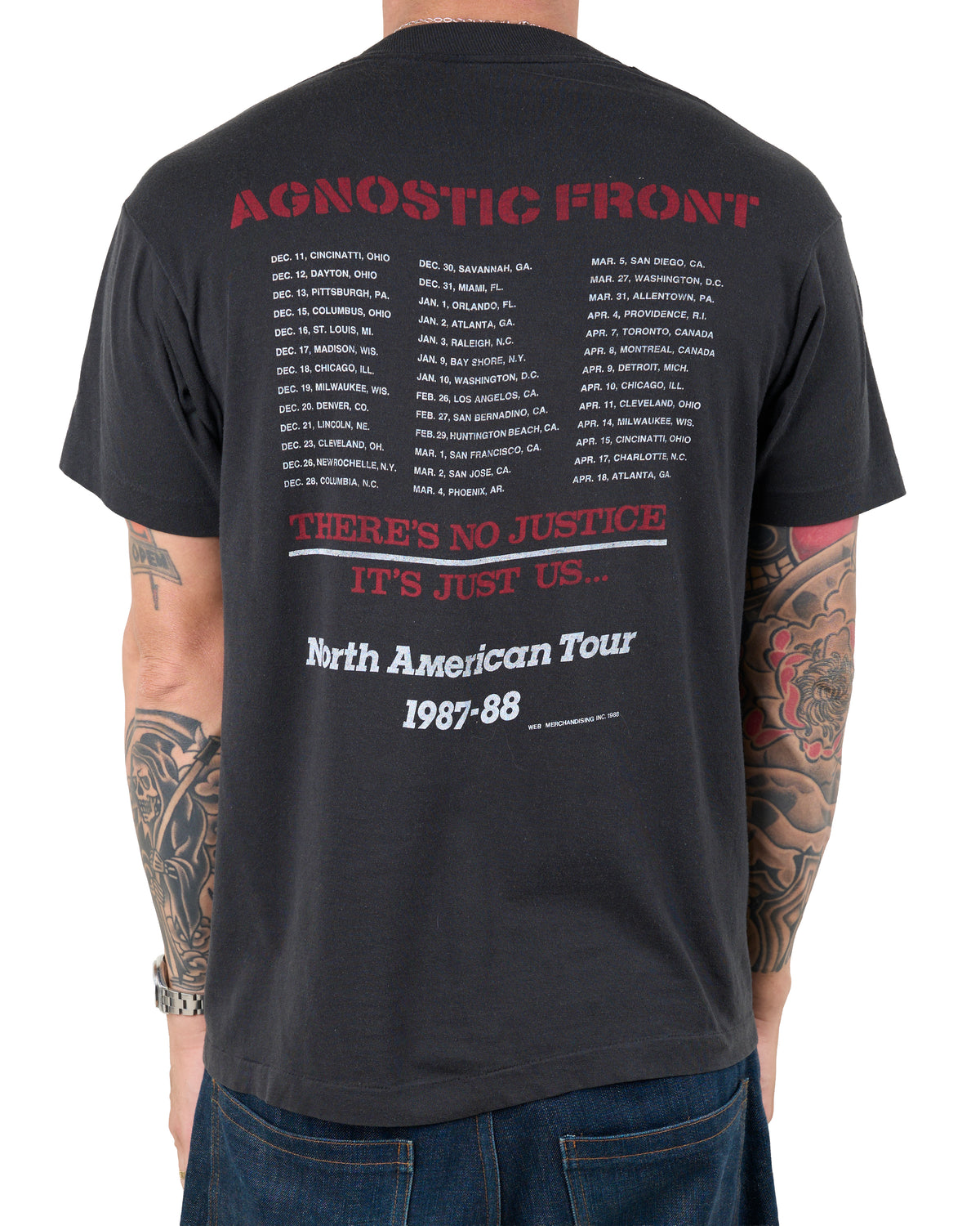 Vintage 1987 Agnostic Front Liberty And Justice For… Tour T-Shirt