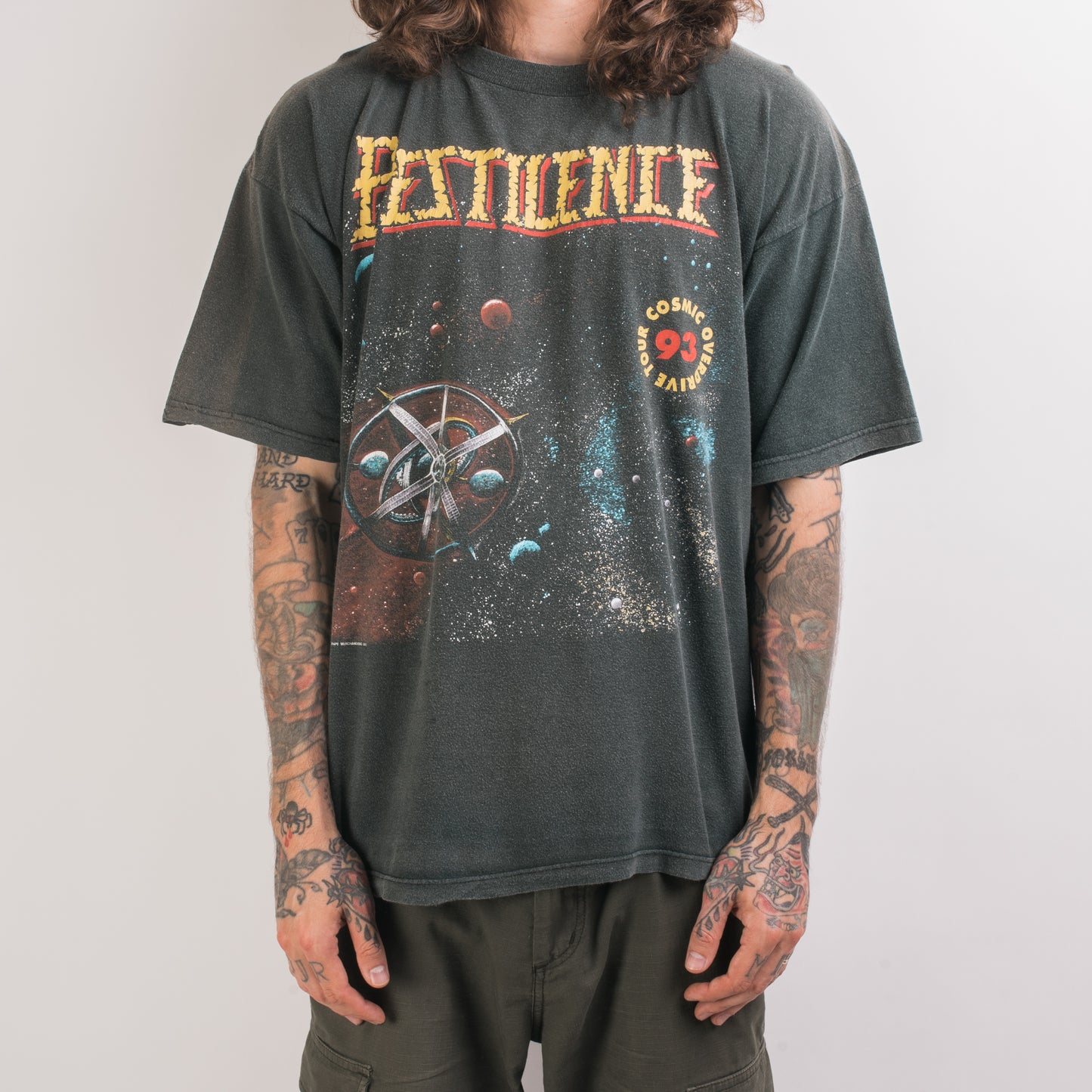 Vintage 1993 Pestilence Cosmic Overdrive Tour T-Shirt