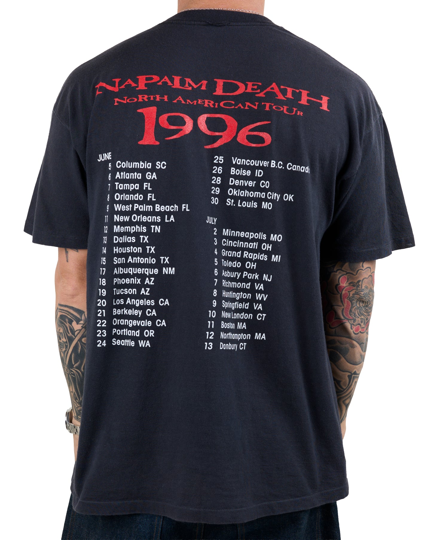 Vintage 1996 Napalm Death Tour T-Shirt