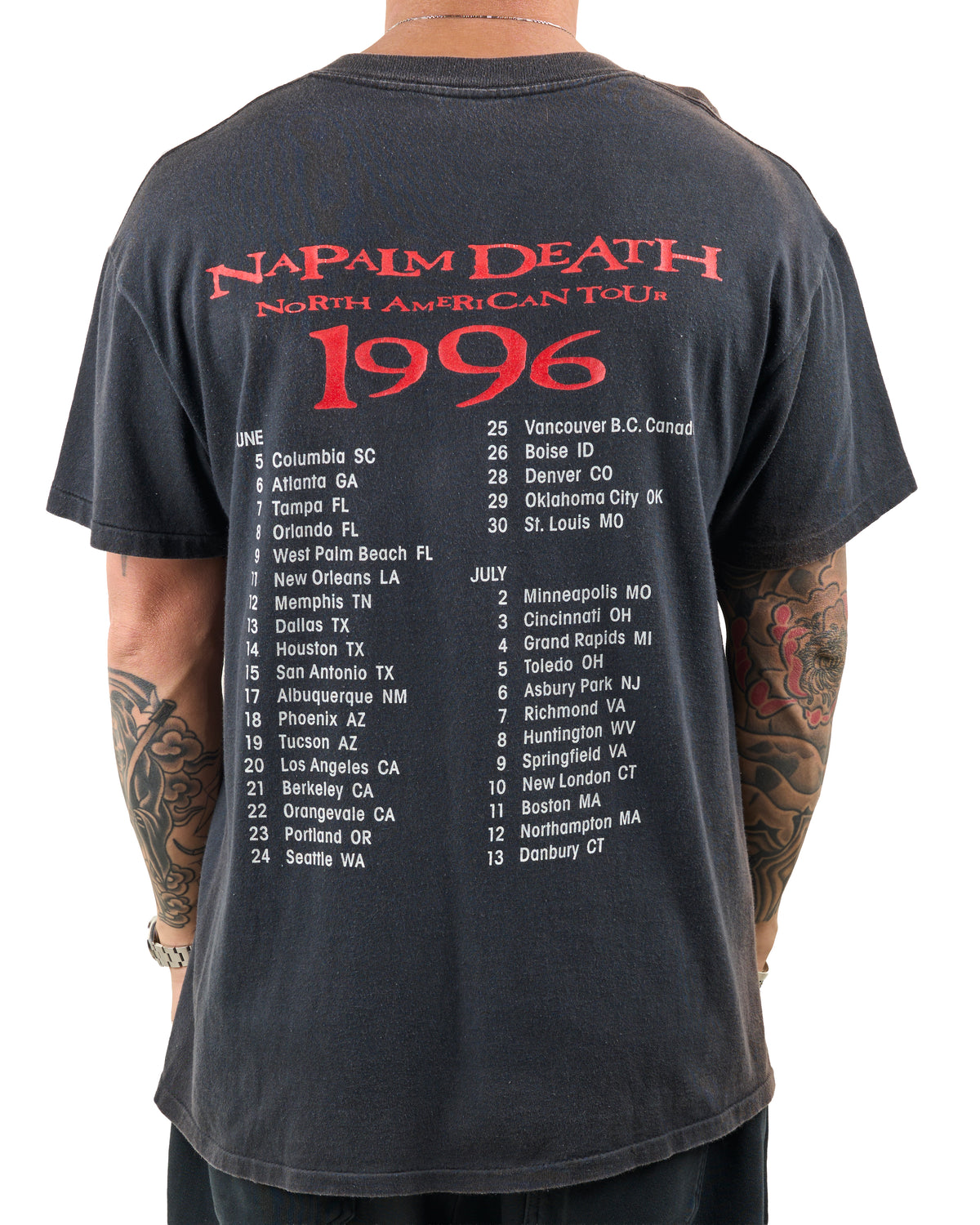 Vintage 1996 Napalm Death Tour T-Shirt