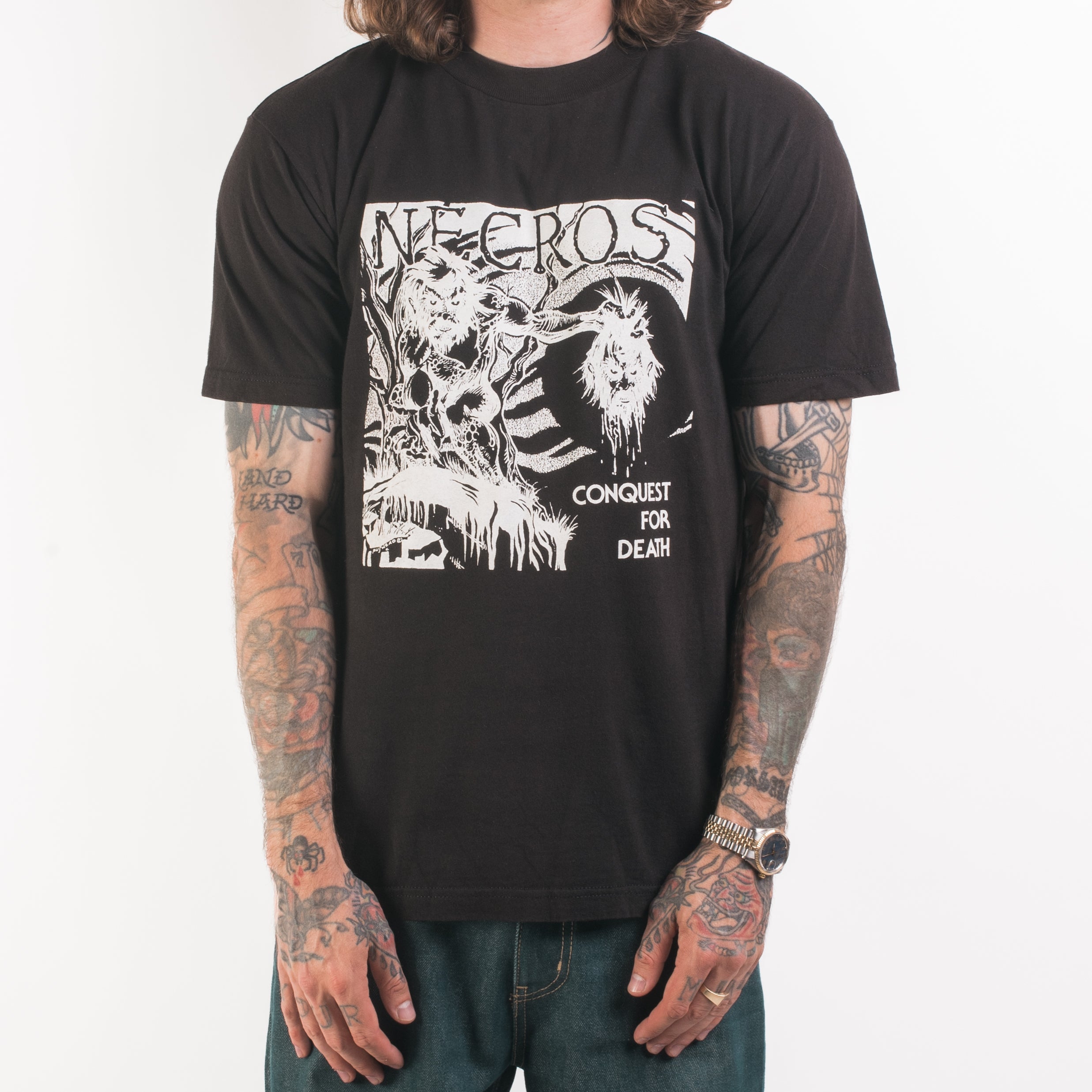 Vintage 90’s Necros Conquest For Death T-Shirt – Mills Vintage USA