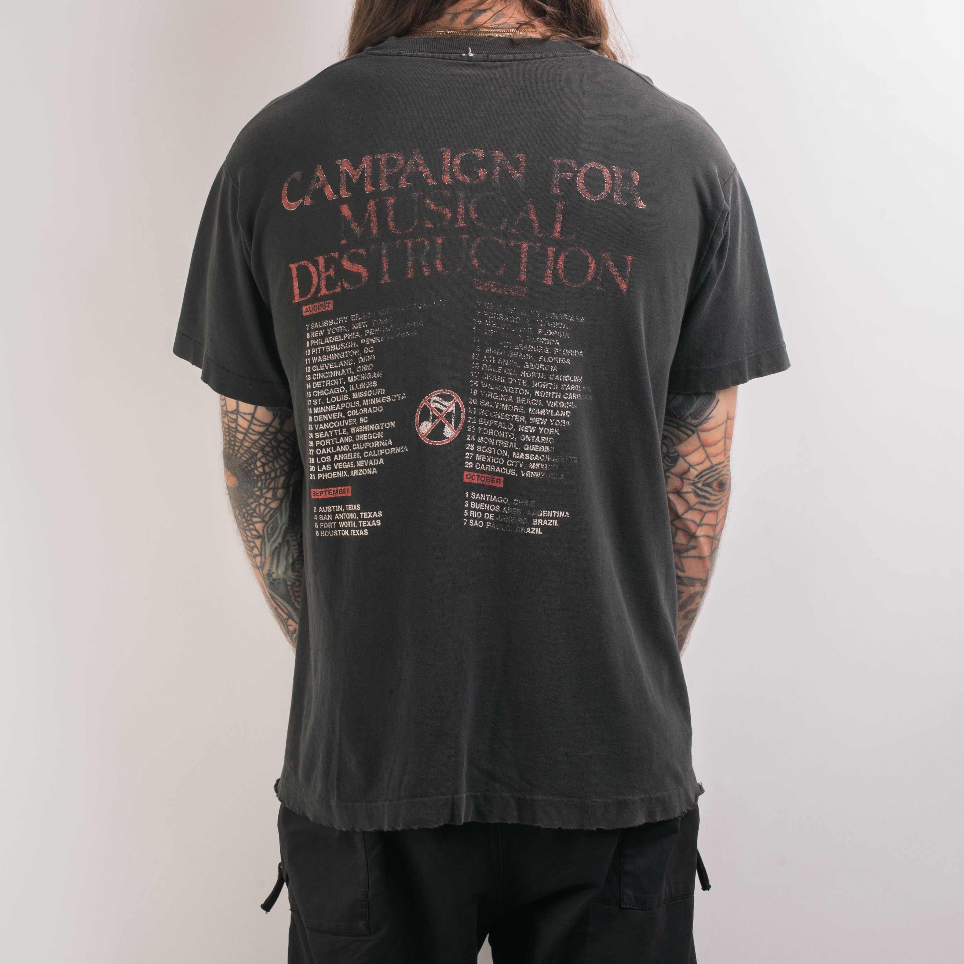 Vintage 1992 Napalm Death Campaign For Musical Destruction Tour T