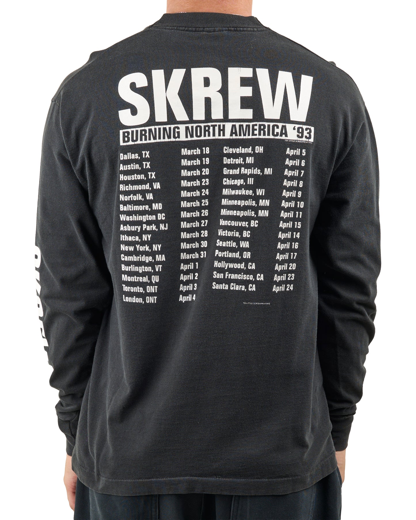 Vintage 1993 Skrew Burning North America Tour Longsleeve