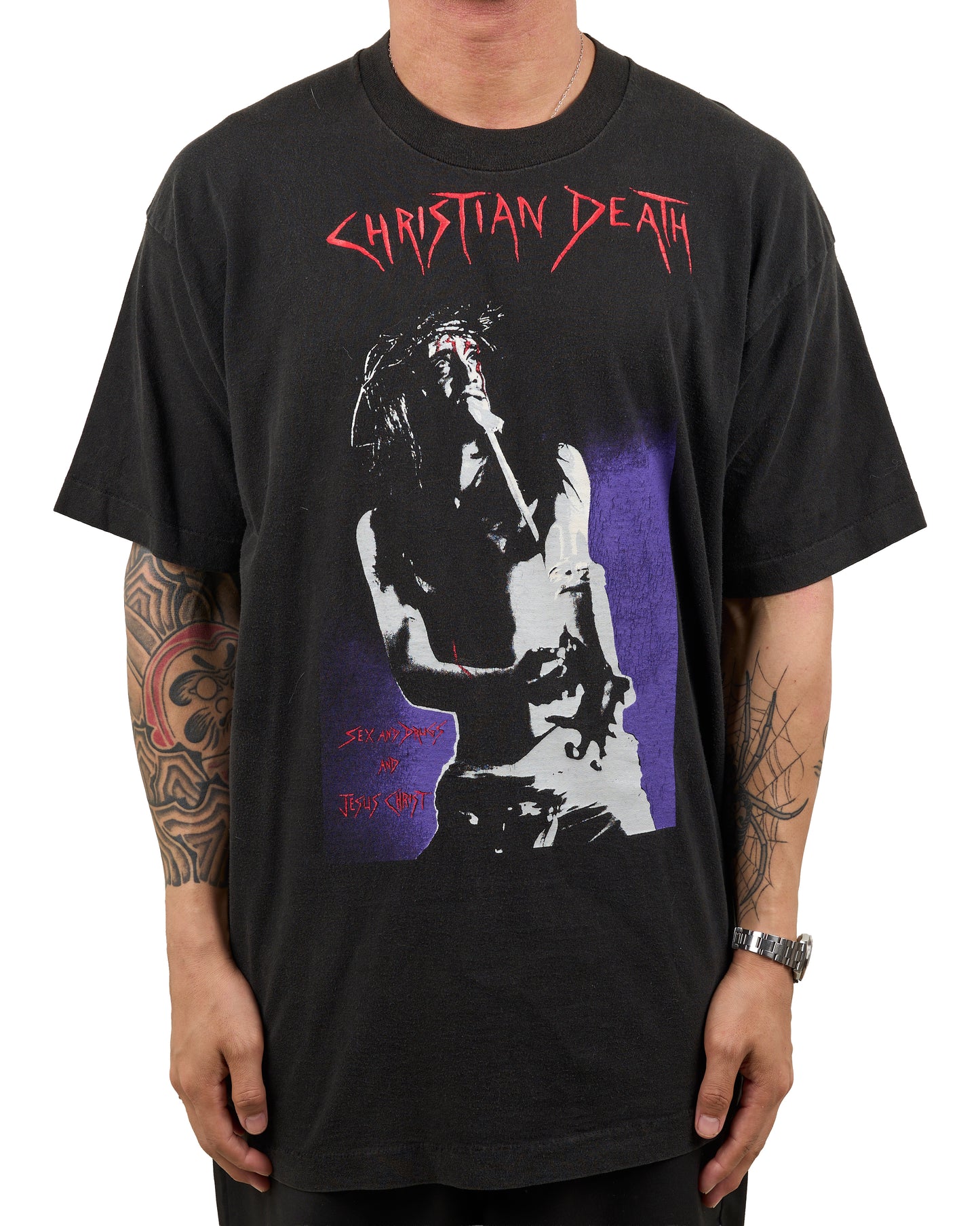 Vintage 90’s Christian Death Sex And Drugs And Jesus Christ T-Shirt