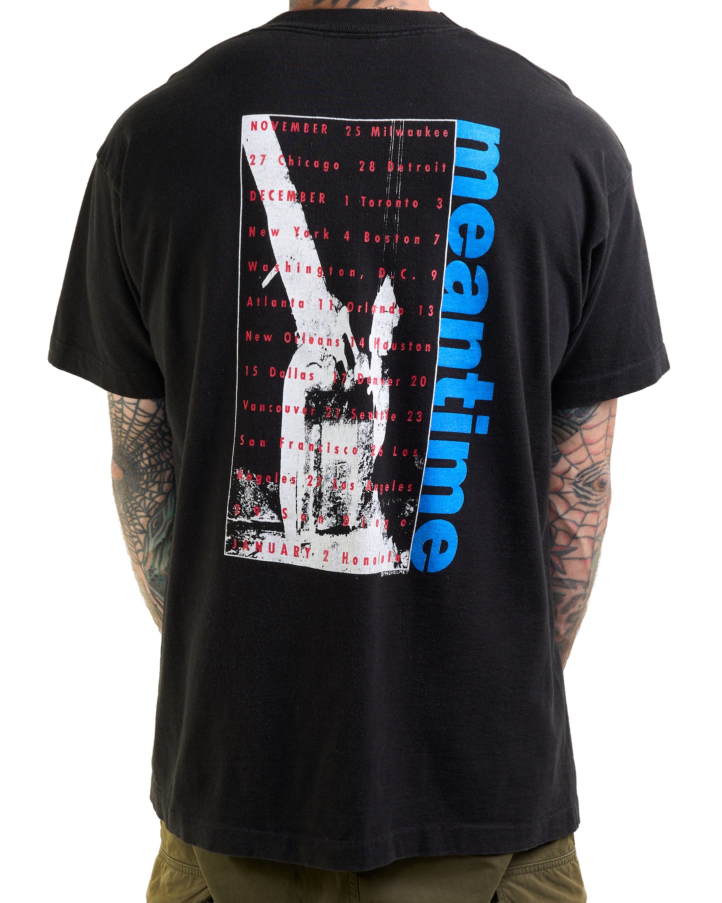 Vintage 1992 Helmet Meantime Tour T-Shirt