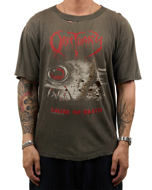 Vintage 1990 Obituary Cause Of Death T-Shirt