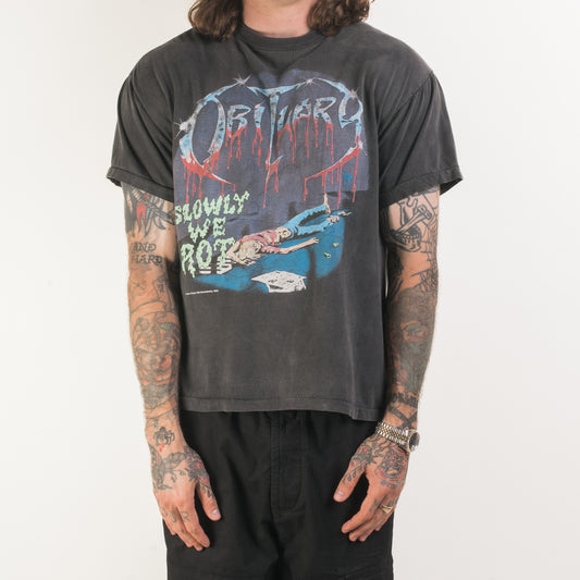 Vintage 1990 Obituary Slowly We Rot T-Shirt