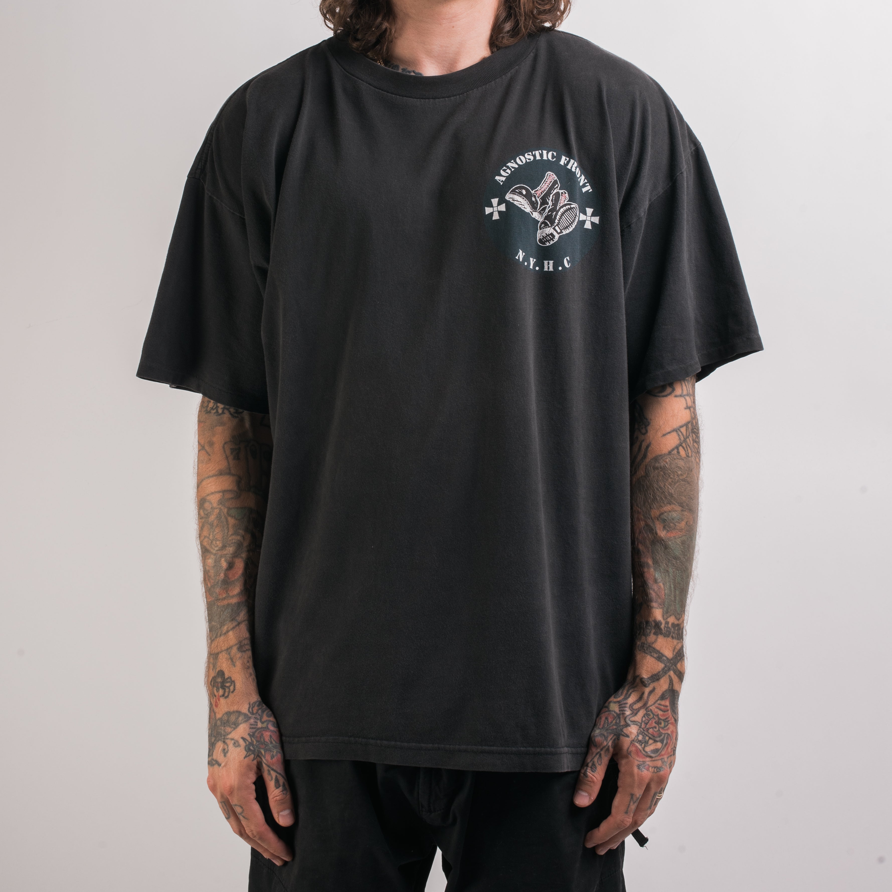 90s AGNOSTIC FRONT Tシャツ XL ヴィンテージ NYHC Vintage 90's Agnostic Front There's No Justice Just Us T-Shirt