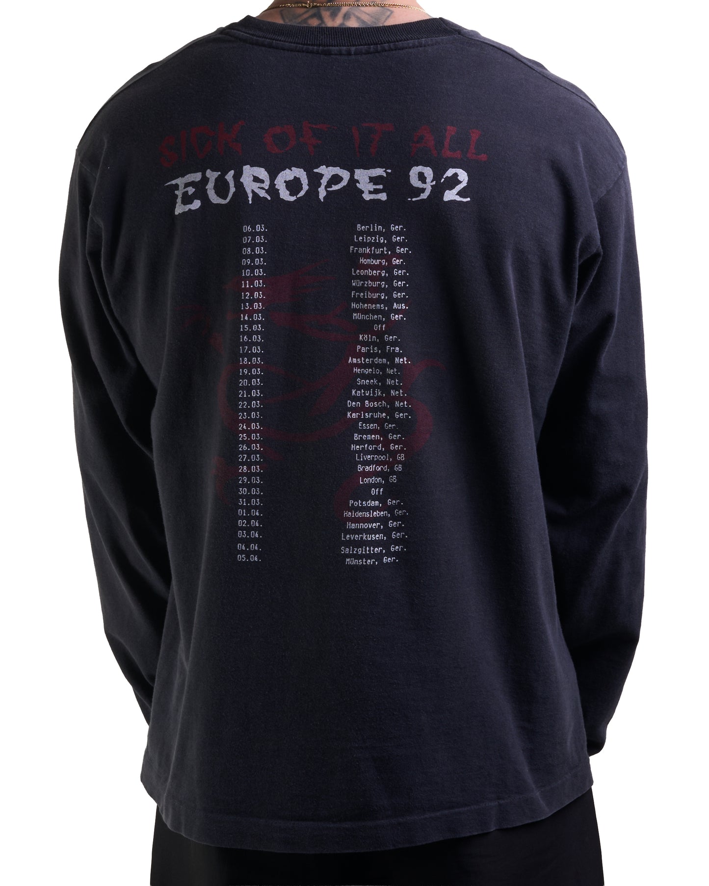 Vintage 1992 Sick Of It All We Stand Alone Tour Longsleeve