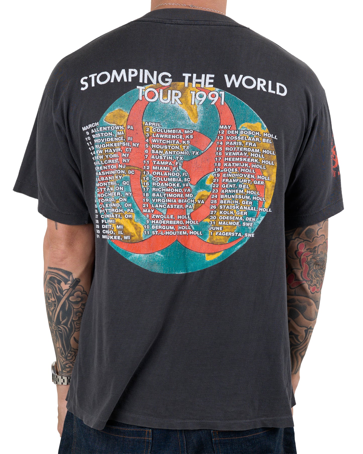 Vintage 1991 Biohazard Stomping The World Tour T-Shirt