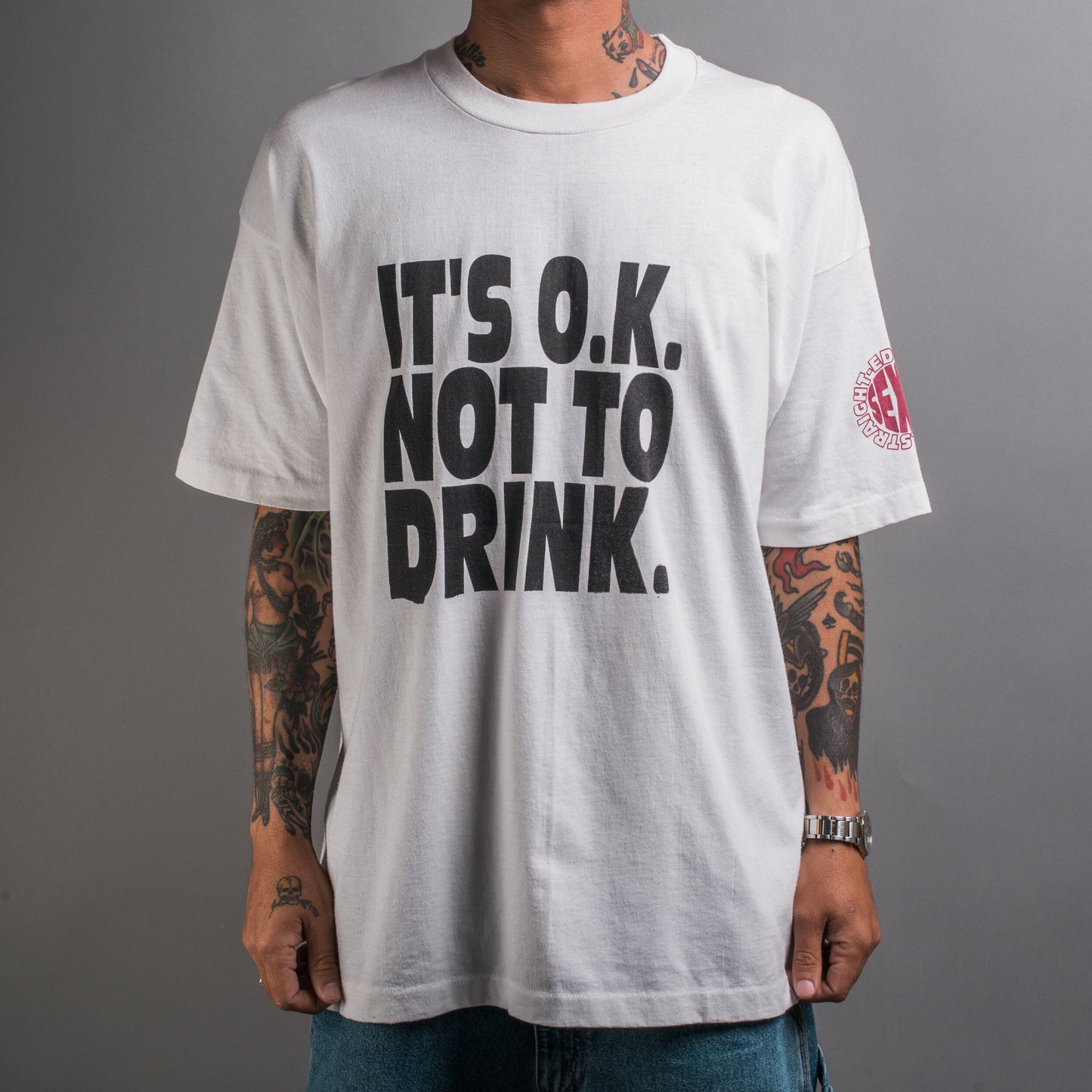Vintage 90’s Straight Edge As Fuck Prod It’s Okay Not To Drink T-Shirt