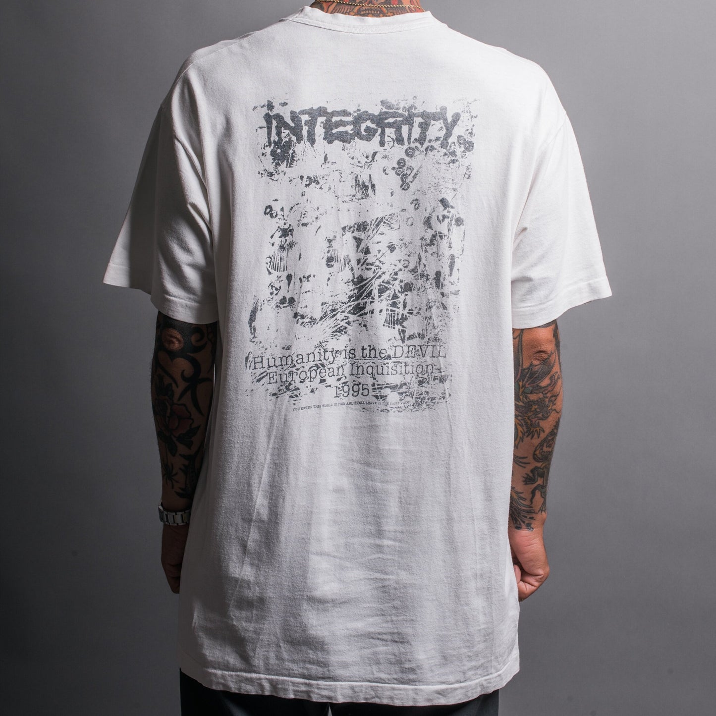 Vintage 1995 Integrity Humanity is the Devil European Inquisition T-Shirt