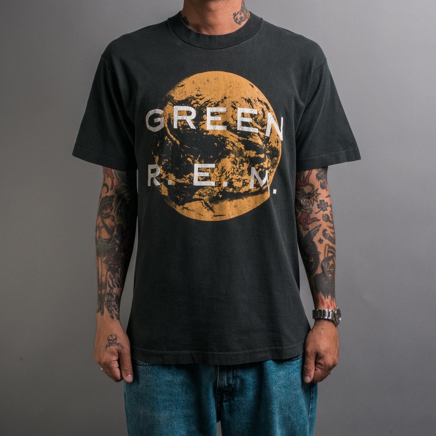 Vintage 90\'s REM Green T-Shirt – Mills Vintage USA | T-Shirts