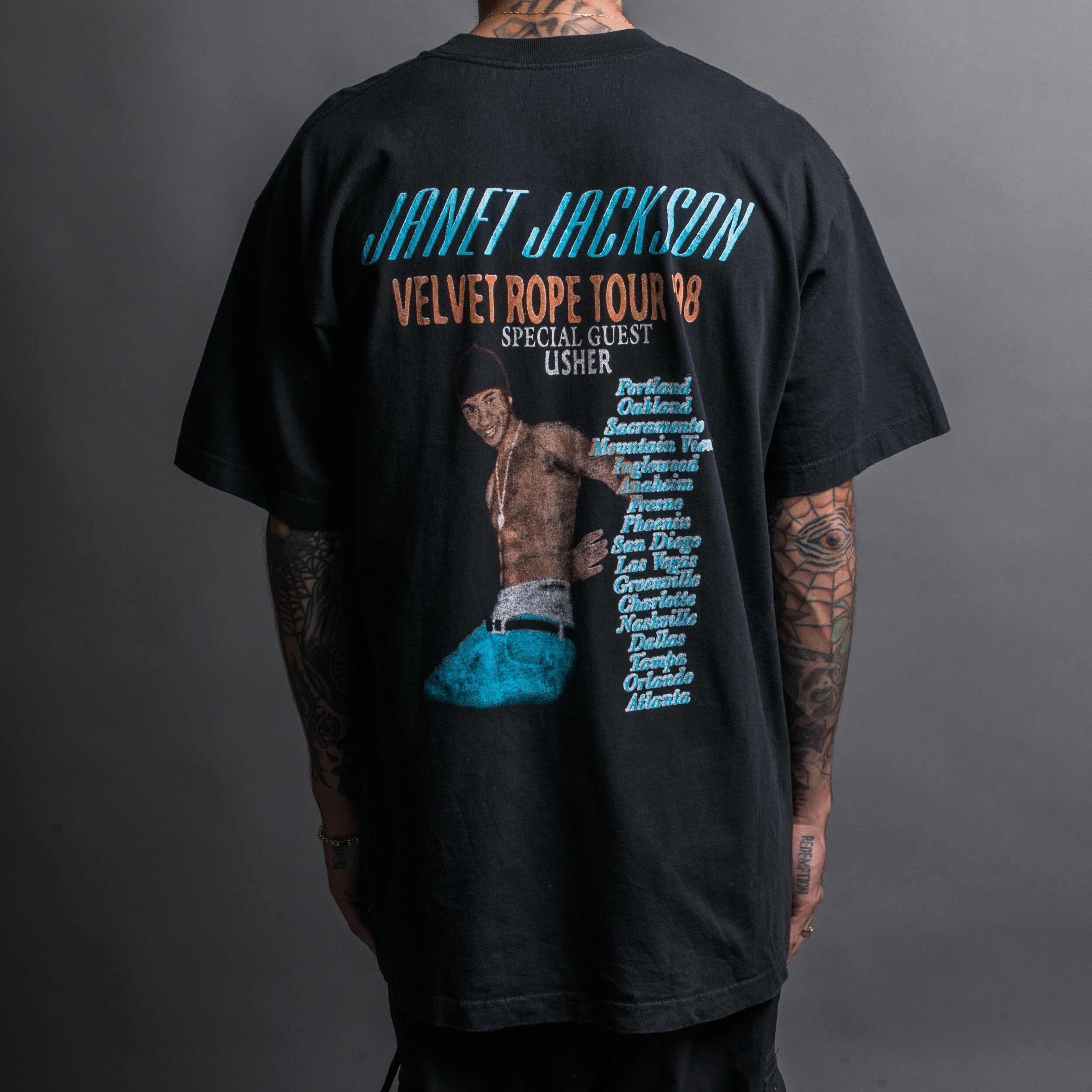 Vintage 1998 Janet Jackson Velvet Rope Tour Boot T-Shirt – Mills
