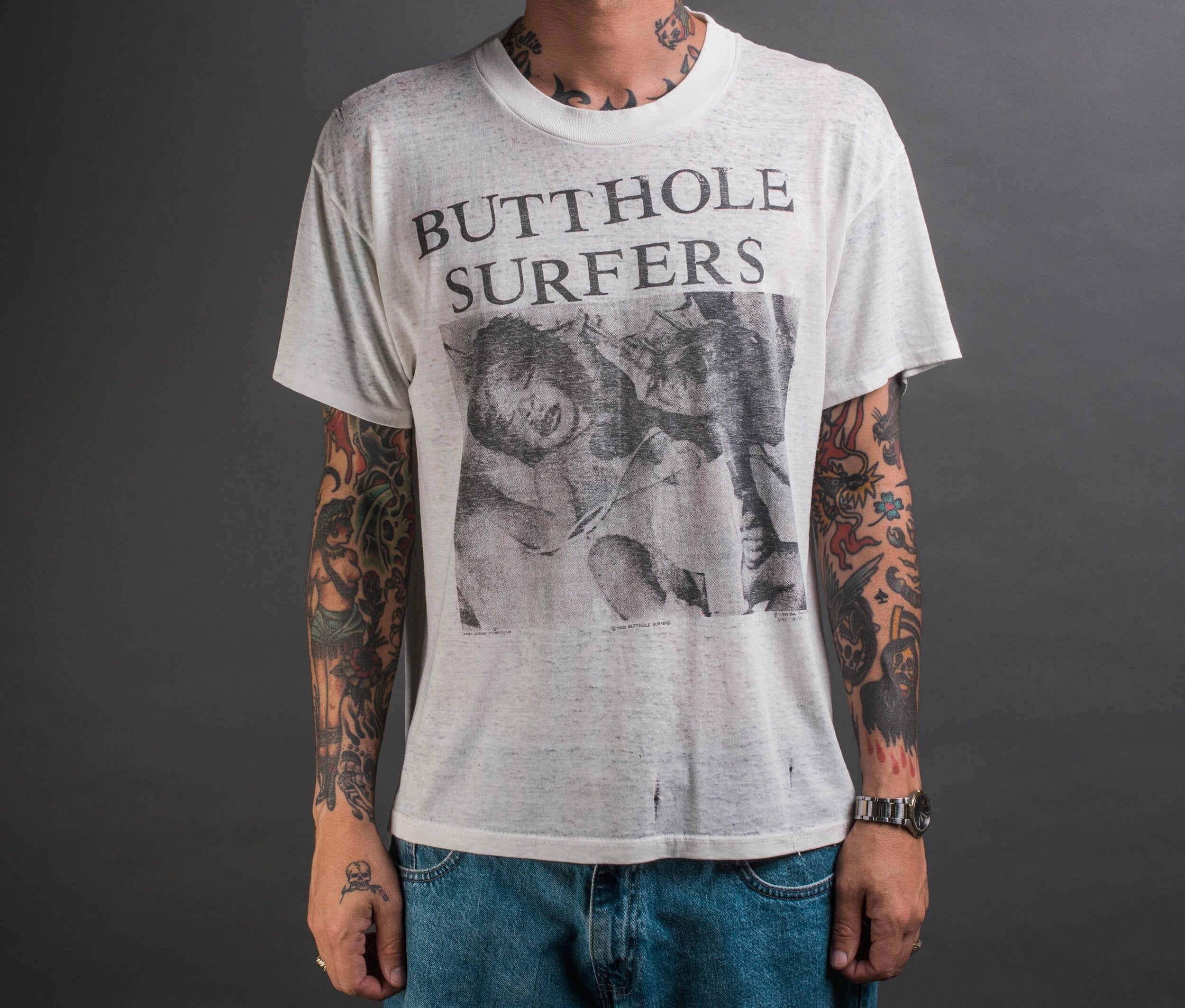Rare Butthole Surfers Vintage Style T-Shirt - Heavy Cotton White - Unisex All Sizes AC083