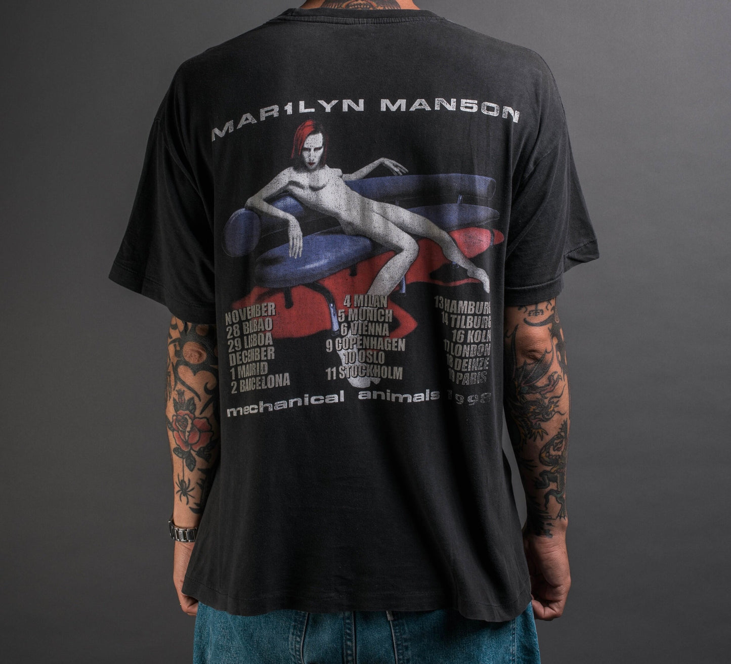 Vintage 1998 Marilyn Manson Mechanical Animal Euro Tour T-Shirt