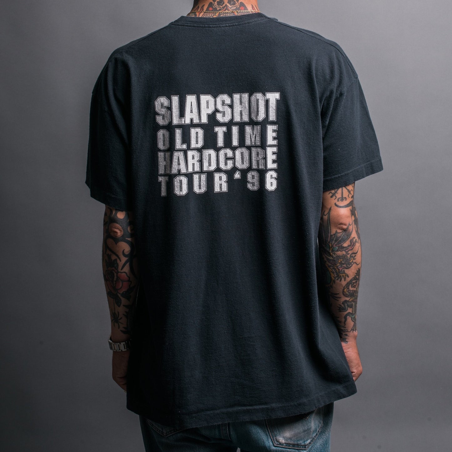 Vintage 1996 Slapshot Old Time Hardcore Tour T-Shirt