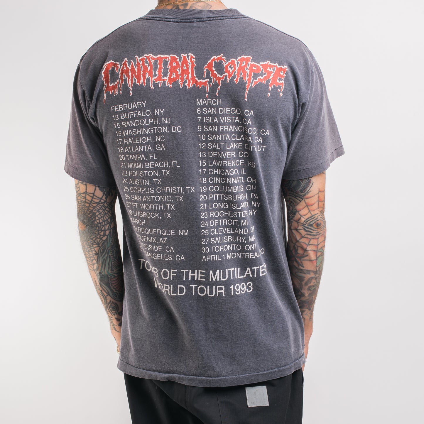 Vintage 1993 Cannibal Corpse Tomb Of The Mutilated Tour T-Shirt