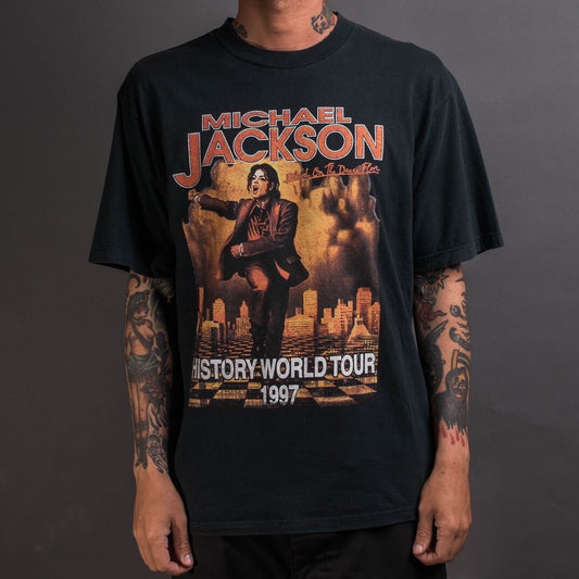 Vintage 1997 Michel Jackson History World Tour Boot T-Shirt