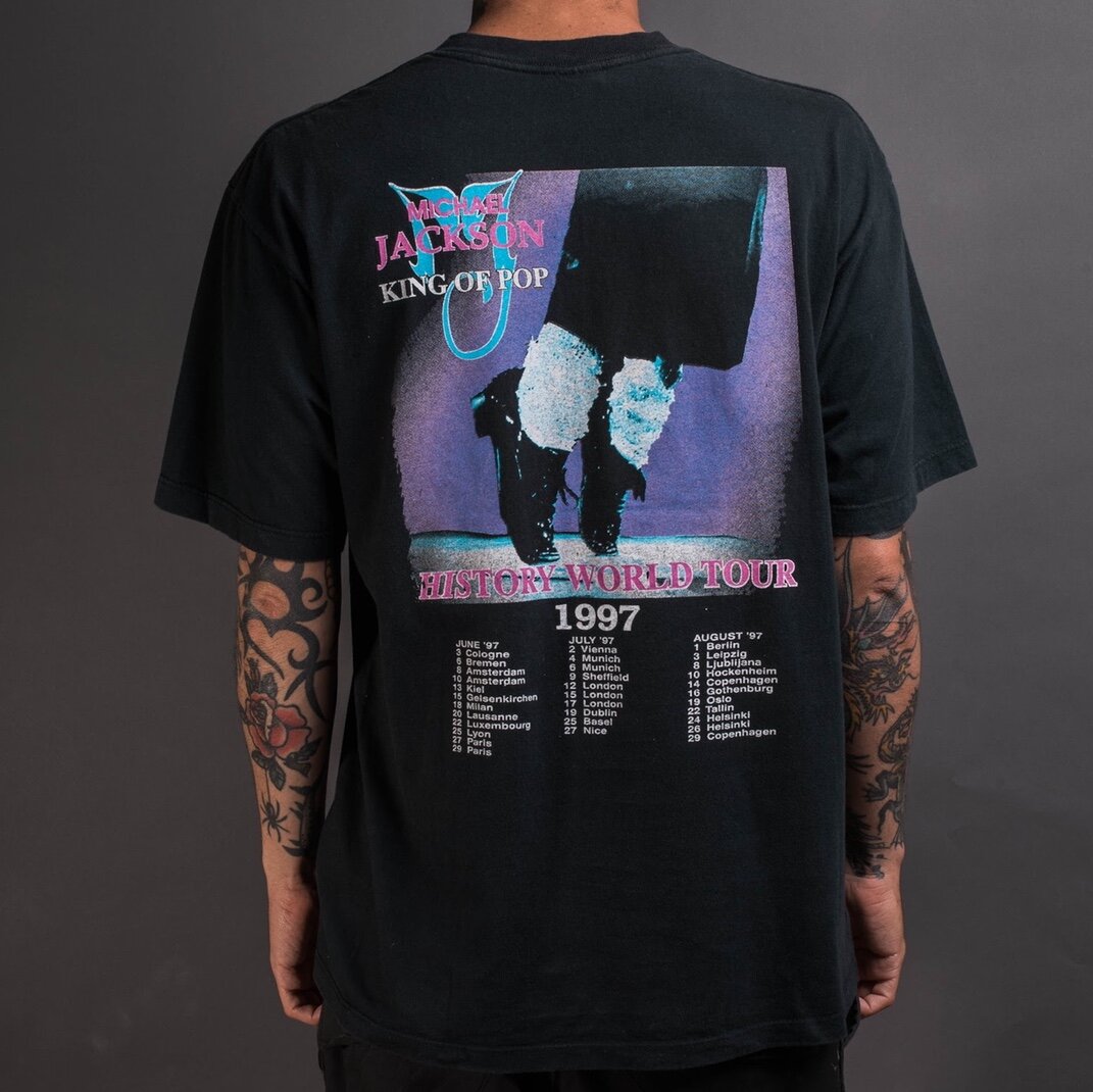 Vintage 1997 Michel Jackson History World Tour Boot T-Shirt