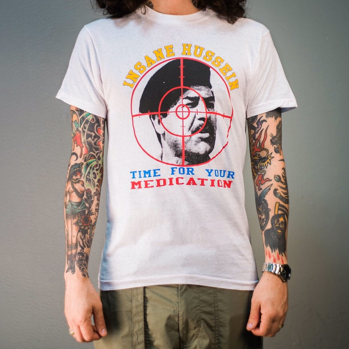 Vintage 90’s Insane Saddam Hussein Souvenir T-Shirt