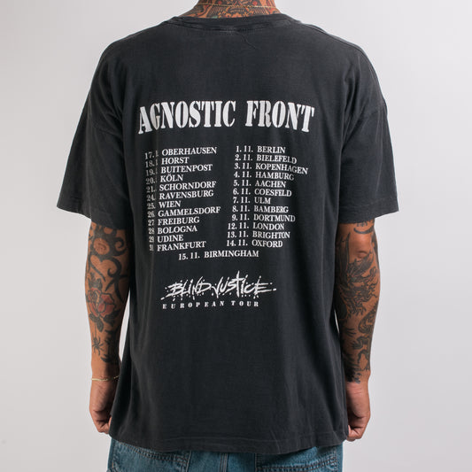 Vintage 90’s Agnostic Front Blind Justice European Tour T-Shirt