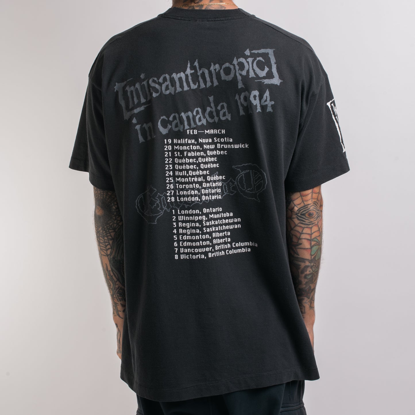Vintage 1994 Entombed Wolverine Blues Canada Tour T-Shirt